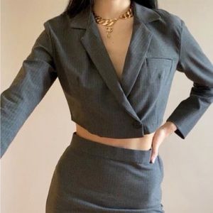 NWT🧥 Zara Bloggers Favorite Cropped Pinstripe Button Blazer SZ-S